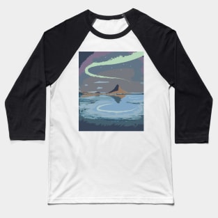 Minimalist Iceland Landscape with Northern Lights Baseball T-Shirt